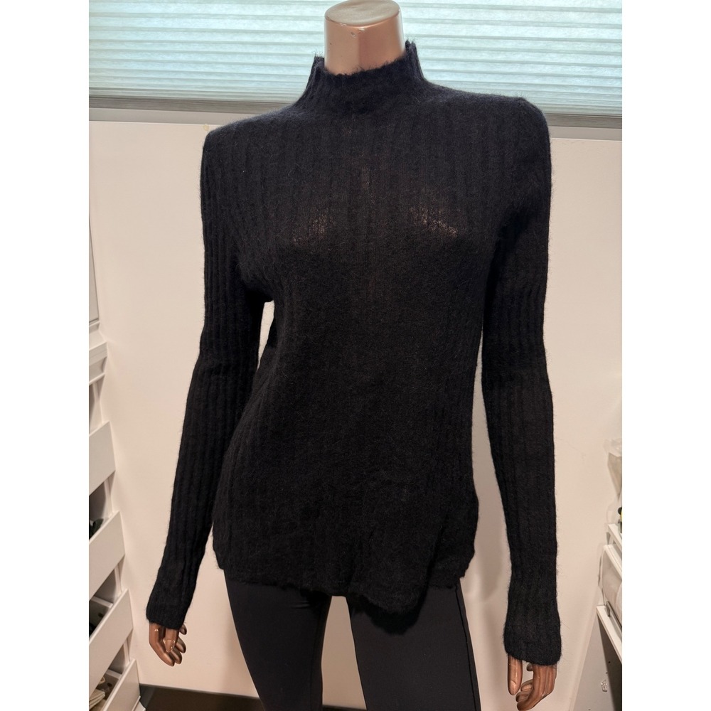 Madewell Classic Black Alpaca Blend Mock Neck Fuzzy Sweater Quiet Elegance/XL